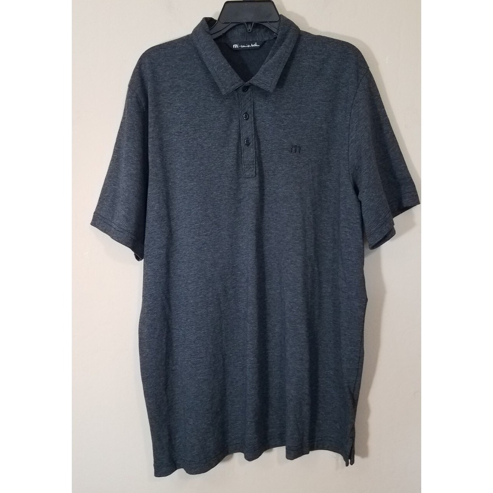 Travis Mathew Polo Shirt Men XXL Black Heather Golf Performance Pima Cotton